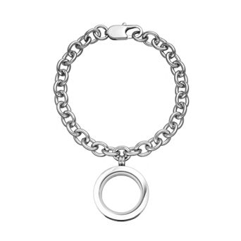 Blue La Rue Stainless Steel 1 in Round Locket Bracelet