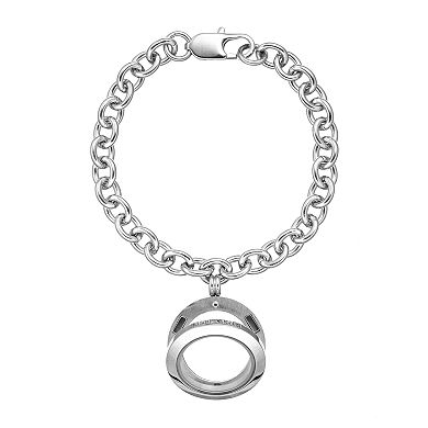 Blue La Rue Stainless Steel 1-in. Round Locket Bracelet