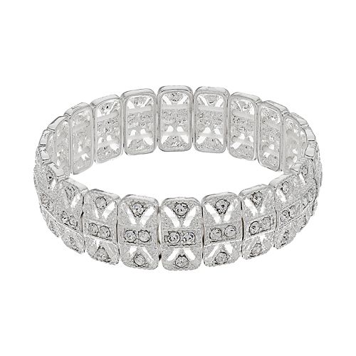 Simulated Crystal Rectangular Link Stretch Bracelet