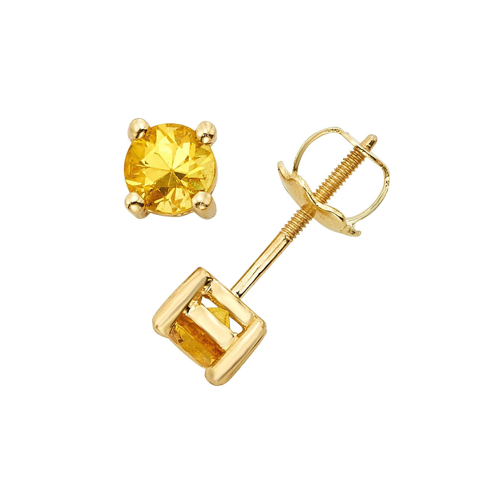 The Regal Collection Yellow Sapphire 14k Gold Stud Earrings, Womens