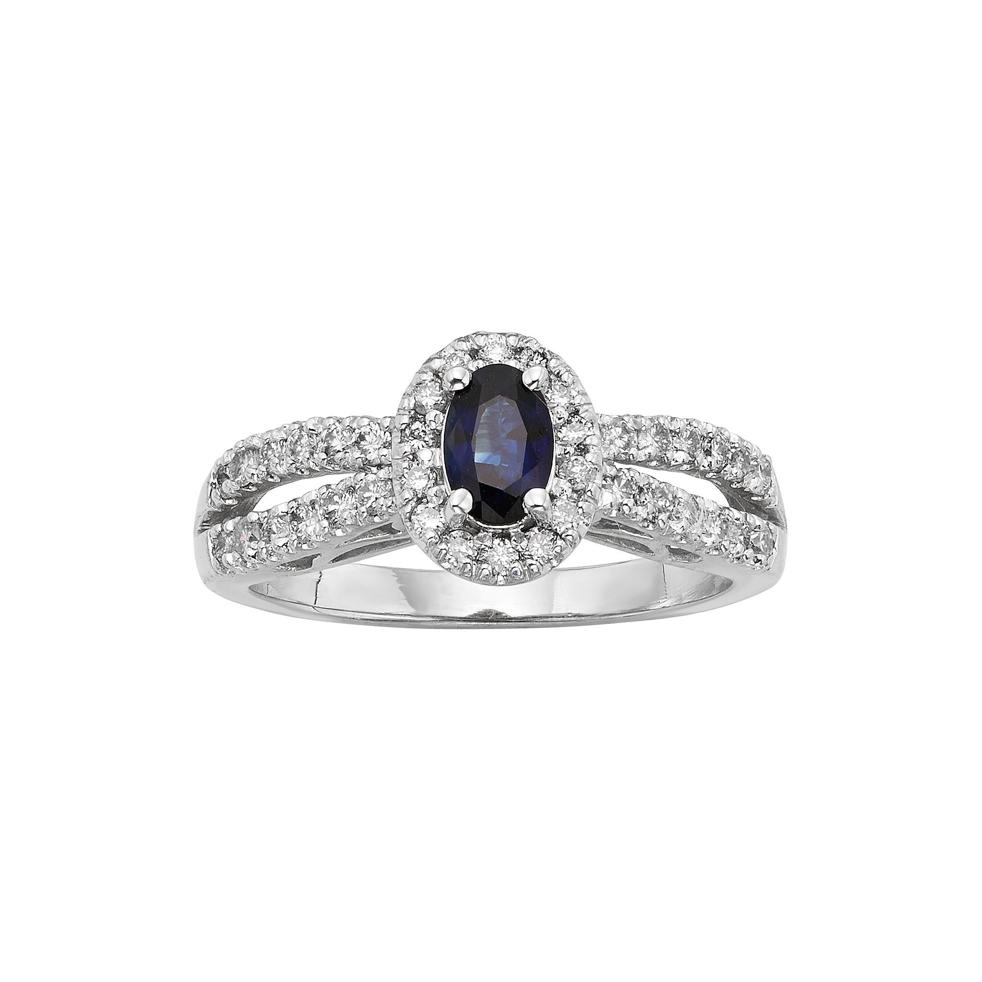 The Regal Collection Sapphire & 1/2 Carat T.W. IGL Certified Diamond 14k Wh