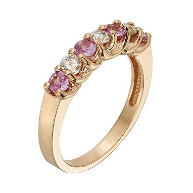 The Regal Collection Pink Sapphire and 1/3 Carat T.W. IGL Certified Diamond 14k Rose Gold Ring