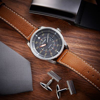 Citizen Men's 45mm Eco-Drive Leather Watch - AW1361-10H