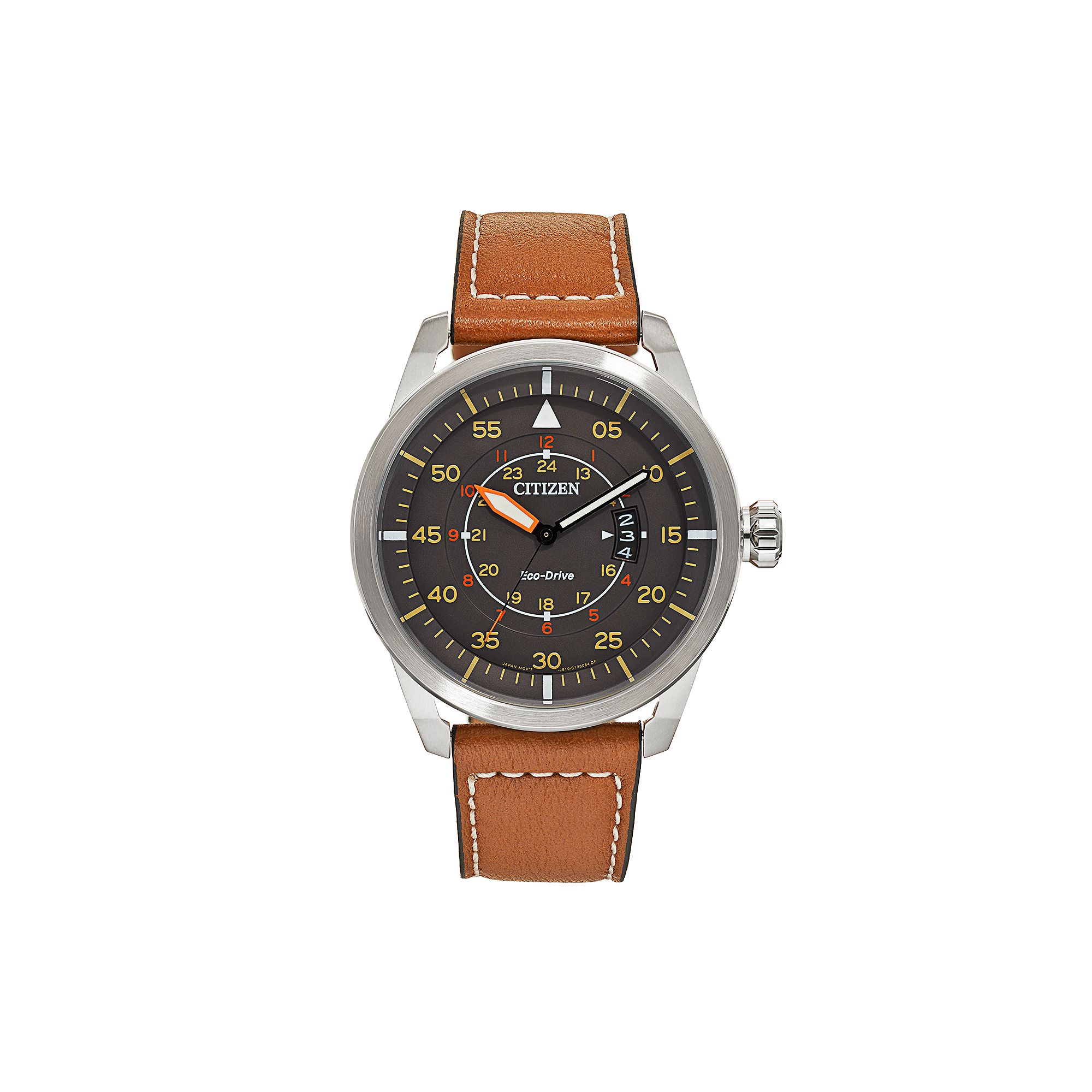 Citizen Eco-Drive Mens Leather Watch, Brown