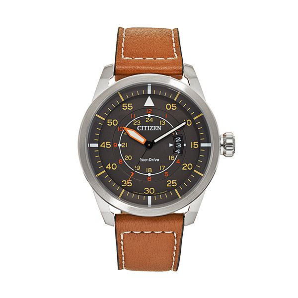 Citizen Men's 45mm Eco-Drive Leather Watch - AW1361-10H
