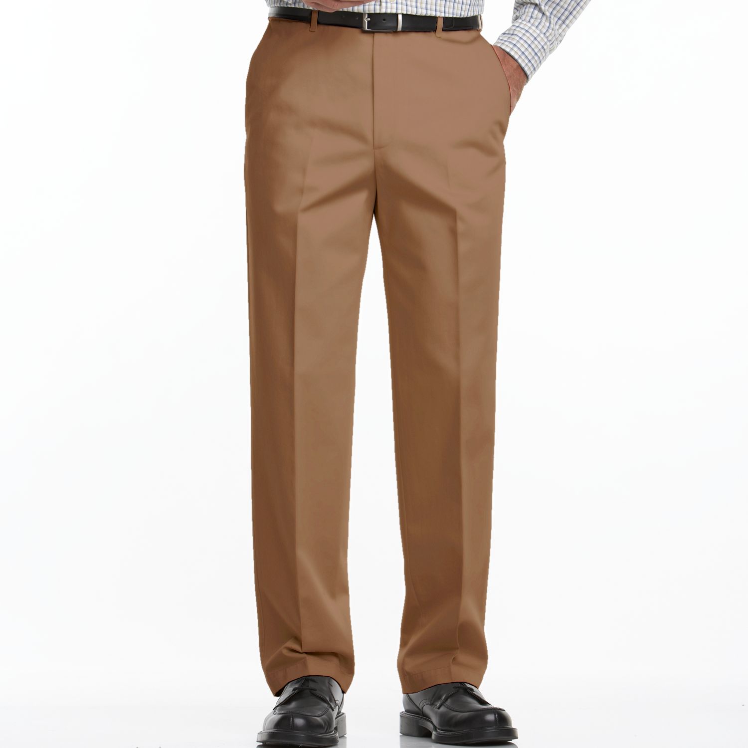 haggar men's work to weekend hidden expandable waist no iron plain front pant