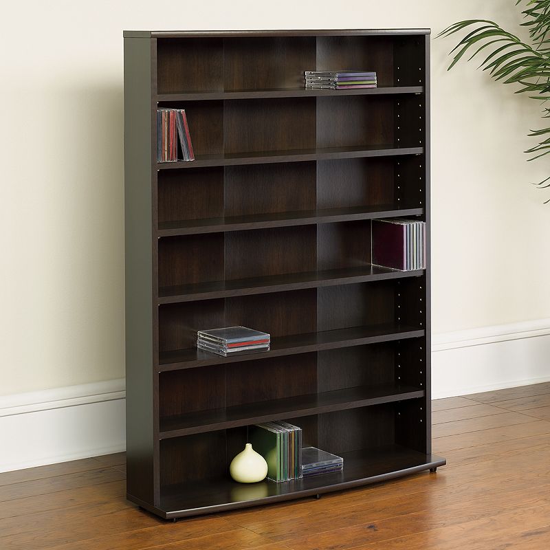 Sauder Media Storage 7-Shelf Bookcase, Brown