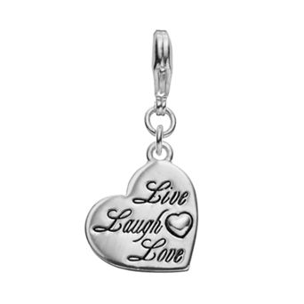 Blue La Rue Silver-Plated "Live Laugh Love" Heart Charm