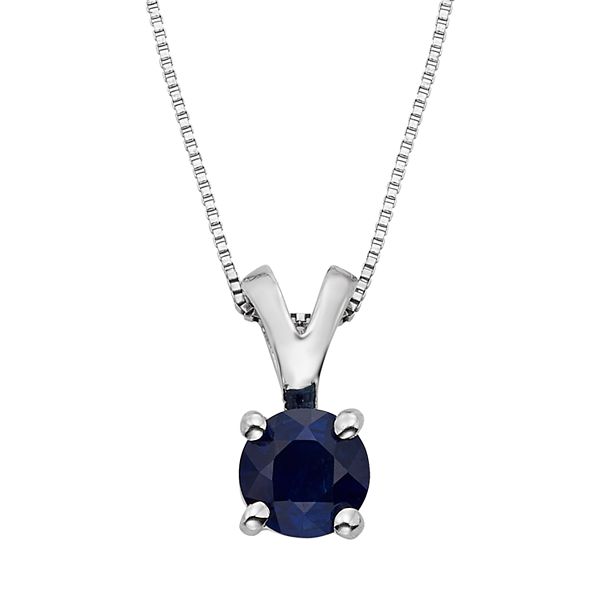 Regal Blue Sapphire and Diamond Necklace, 14K White Gold