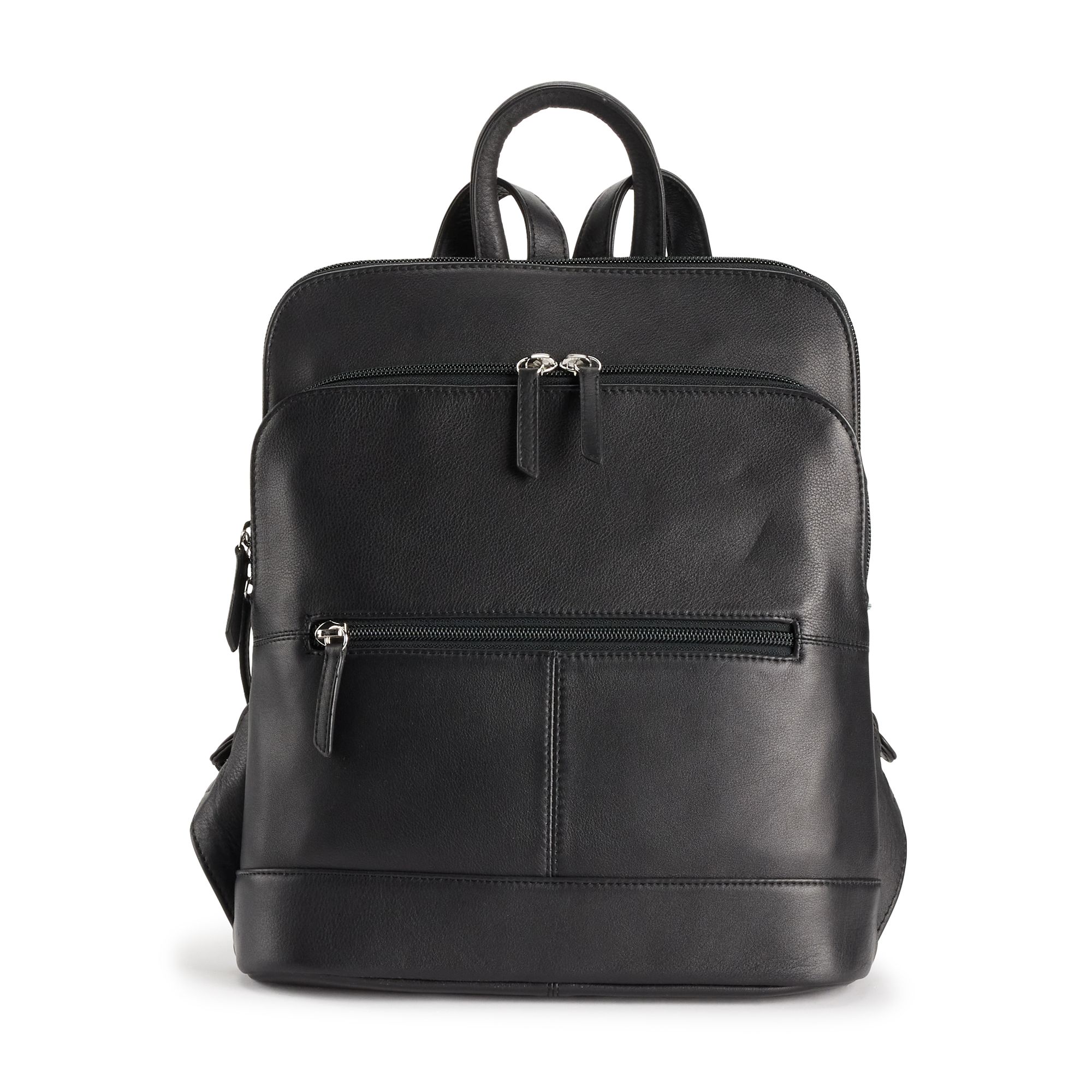 ili Adjustable Strap Leather Backpack, Black