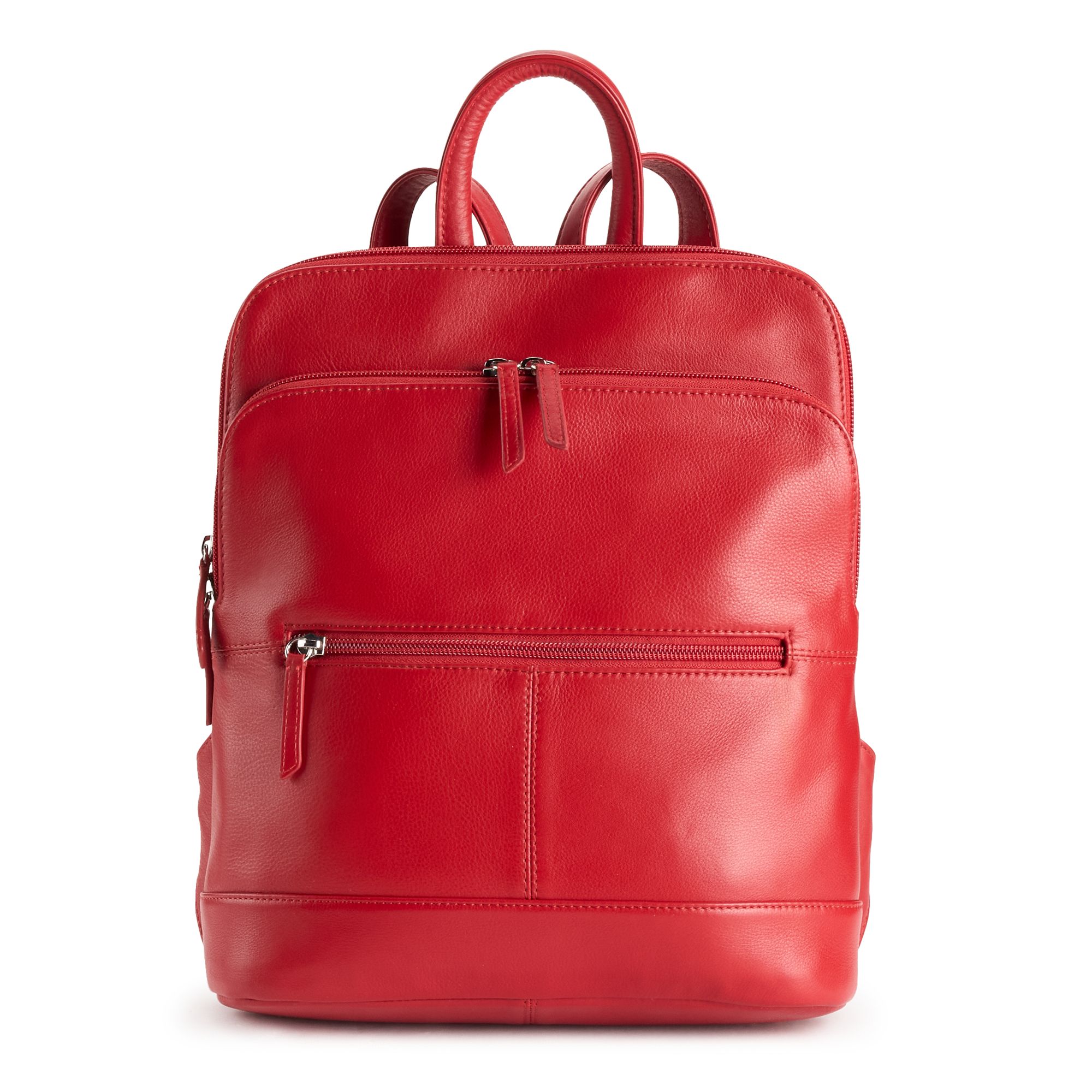 ili Adjustable Strap Leather Backpack, Red