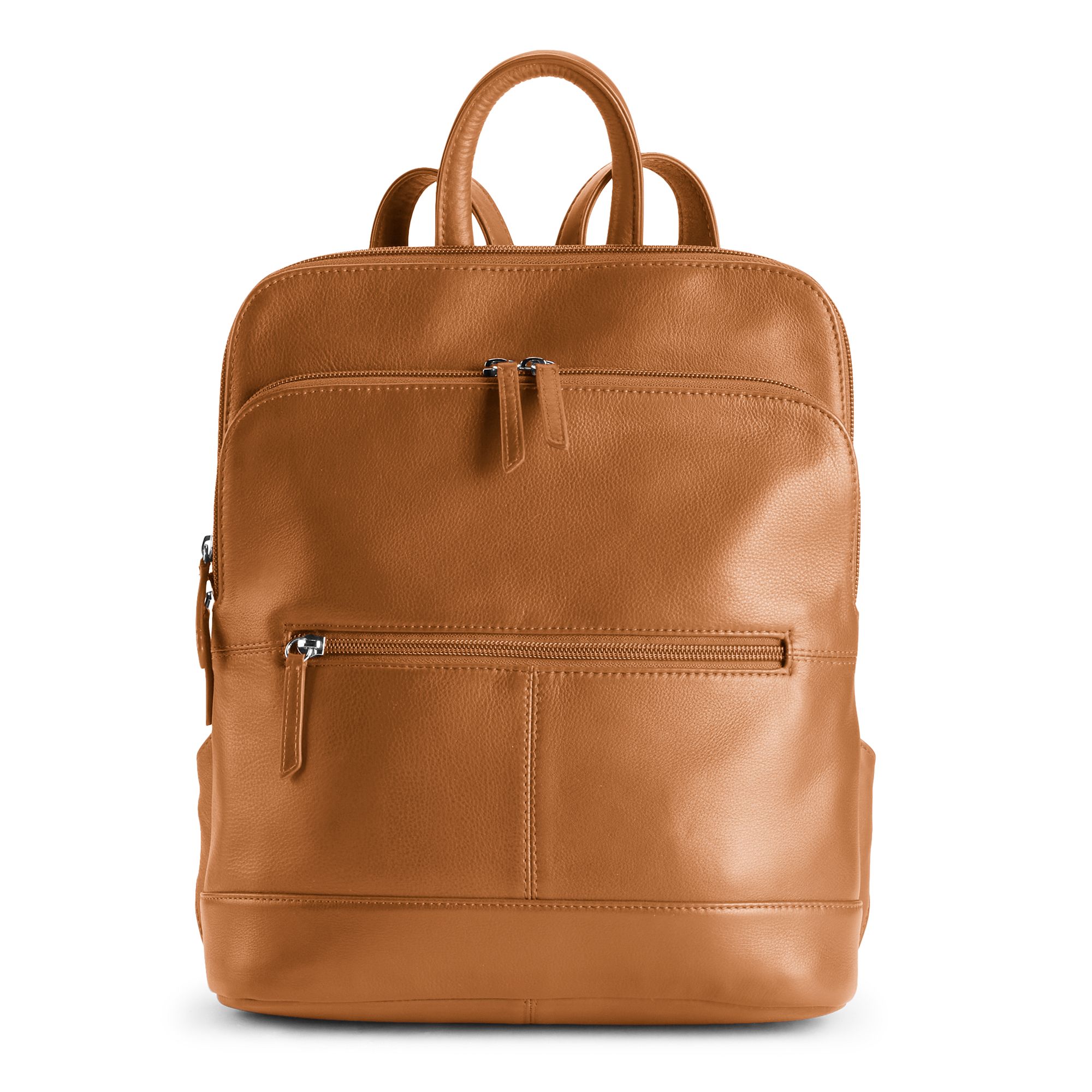 ili Adjustable Strap Leather Backpack, Saddle
