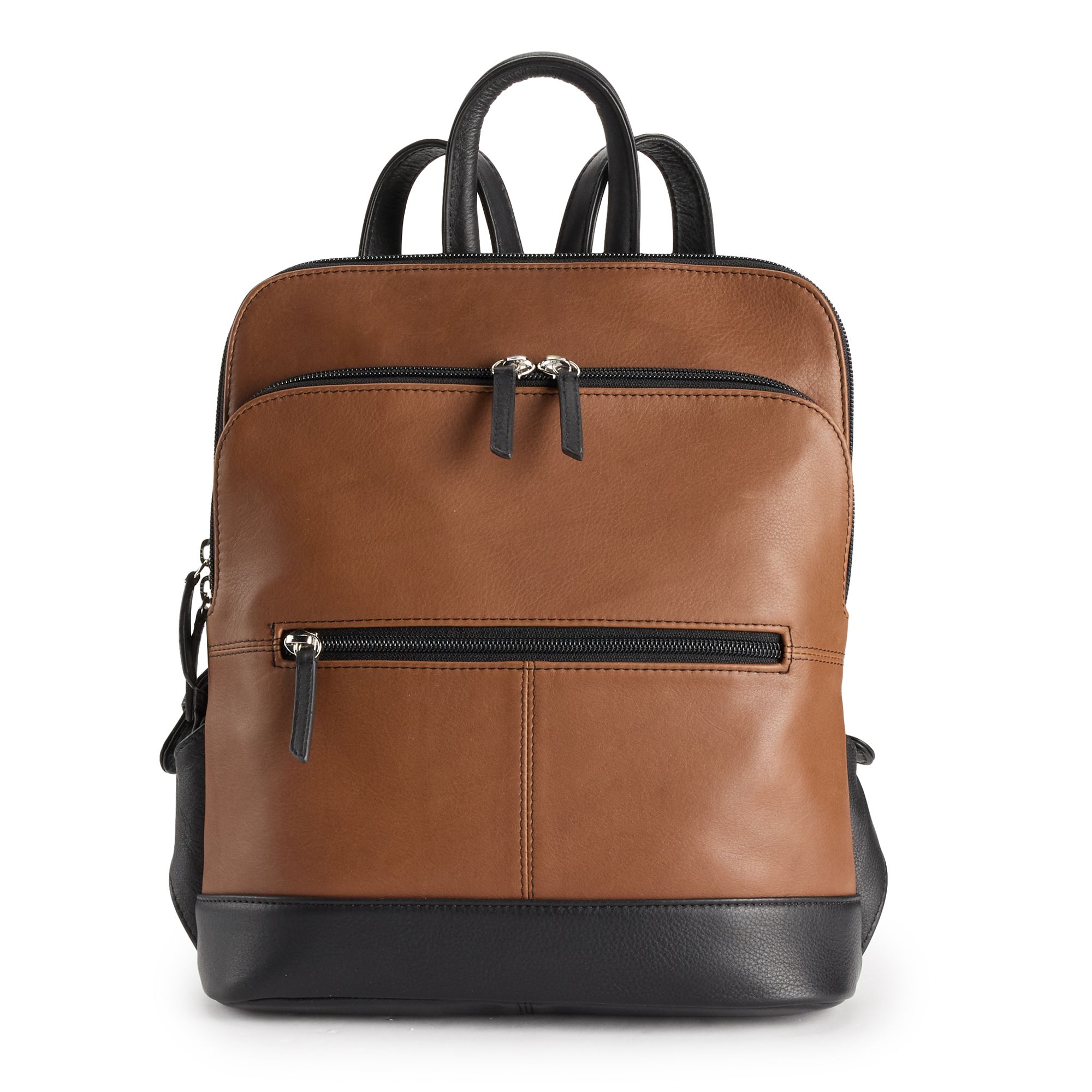 ili Adjustable Strap Leather Backpack, Toffee Black