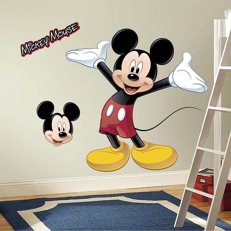 Mickey and Friends Mickey Mouse Peel and Stick Giant Kids' Wall Decal: RoomMates Vinyl Self-Adhesive, 9 Pieces