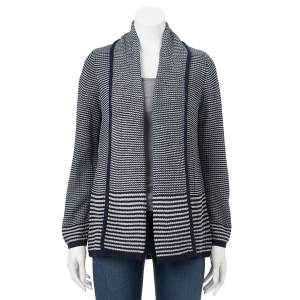 Petite Croft & Barrow® Striped textured Cardigan