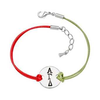 Insignia Collection Stainless Steel Sorority Symbol Disc Cord Bracelet