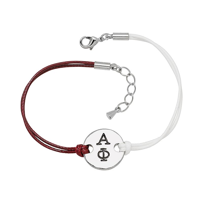 Stainless Steel Sorority Symbol Disc Cord Bracelet, Womens, Size: 7, Re