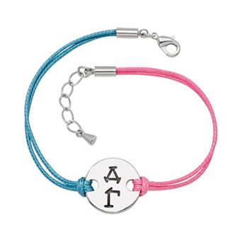 Insignia Collection Stainless Steel Sorority Symbol Disc Cord Bracelet