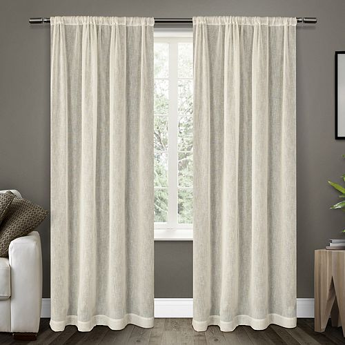 Exclusive Home 2 Pack Belgian Textured Sheer Rod Pocket Window Curtains