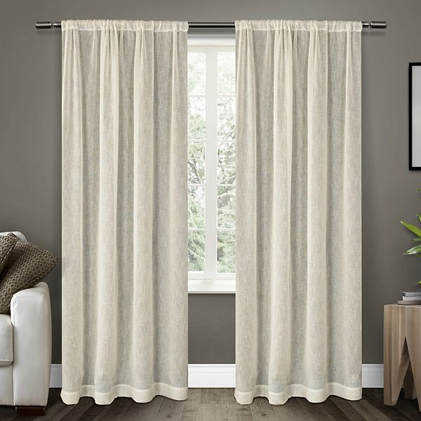 Exclusive Home 2-pack Belgian Textured Sheer Rod Pocket Window Curtains