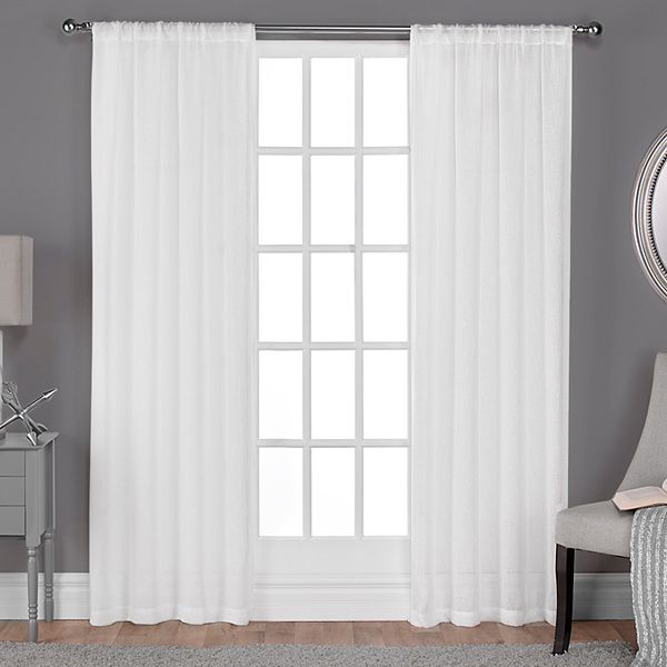 Exclusive Home 2-pack Belgian Textured Sheer Rod Pocket Window Curtains