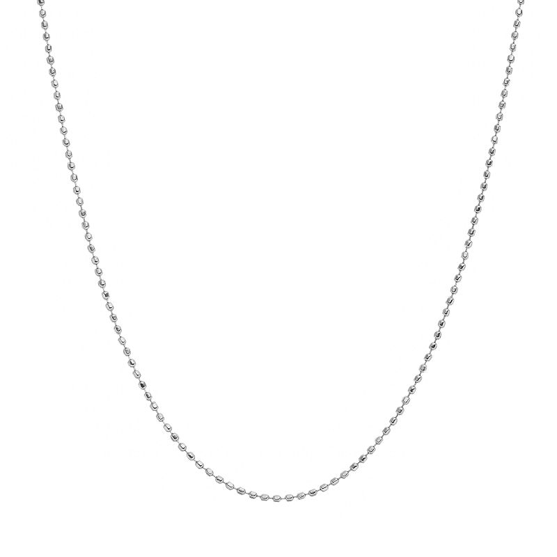 Blue La Rue Stainless Steel Bead Chain Necklace, Womens, Size: 24, Silv