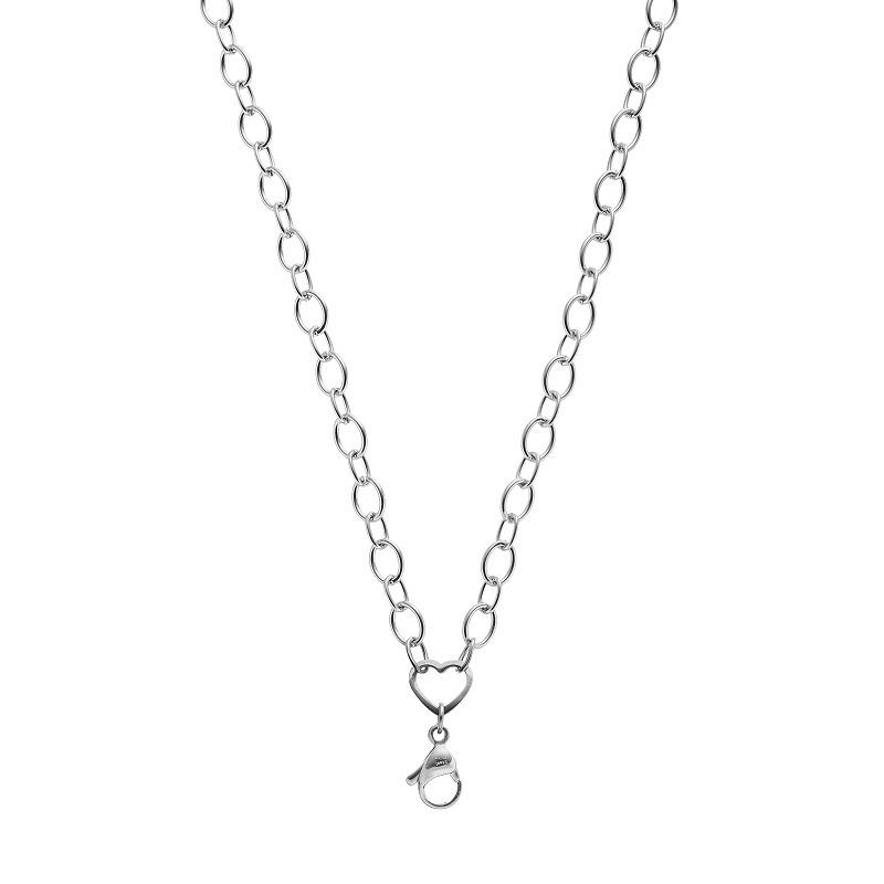Blue La Rue Stainless Steel Heart Rolo Chain Necklace, Womens, Size: 24