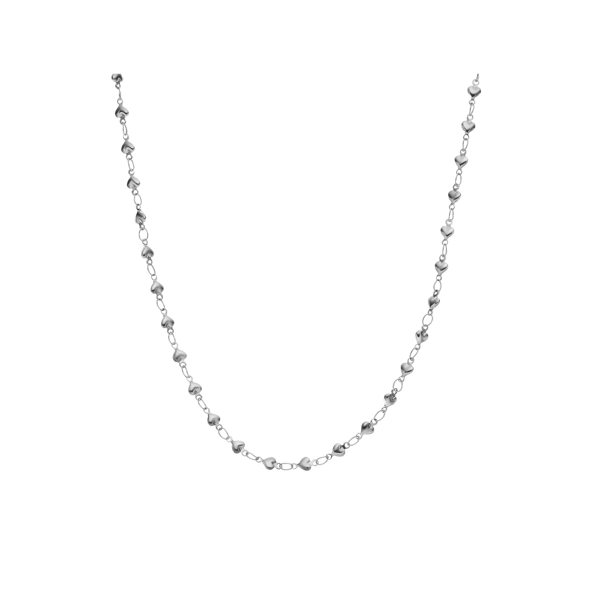 Blue La Rue Stainless Steel Puffed Heart Cable Chain Necklace, Womens, Si