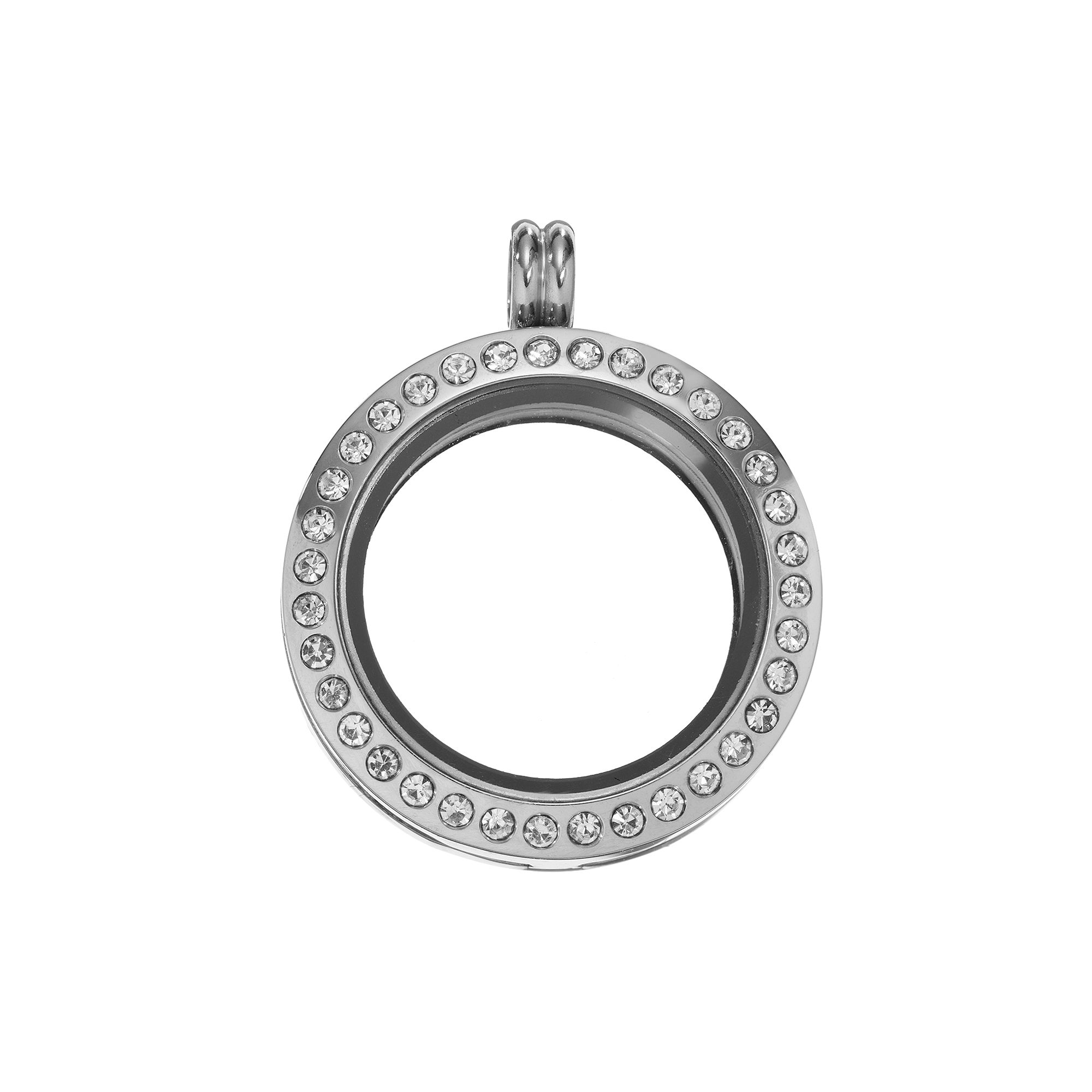 Blue La Rue Crystal Stainless Steel 1-in. Round Locket, Womens, Silver