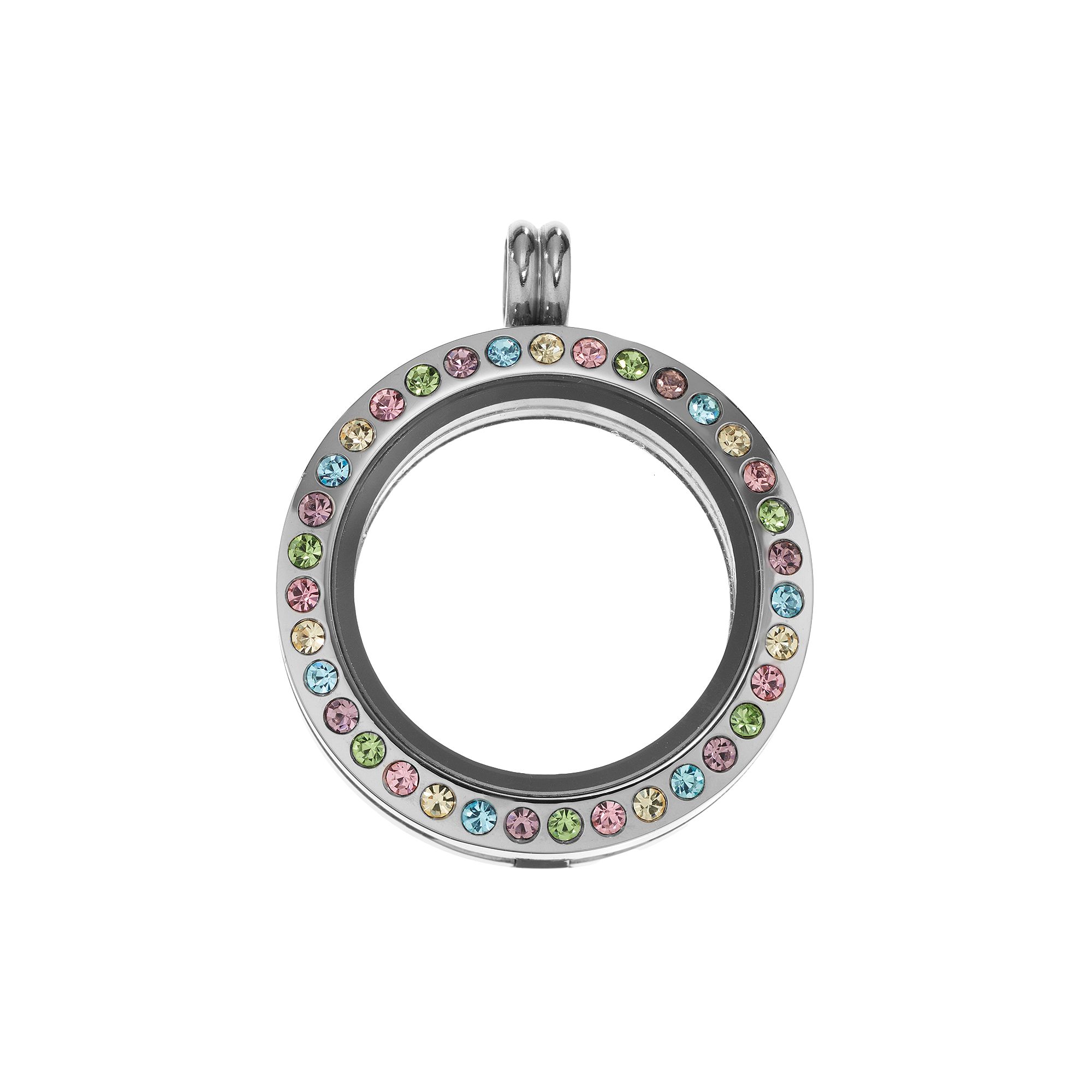 Blue La Rue Crystal Stainless Steel 1-in. Round Locket, Womens, Silver