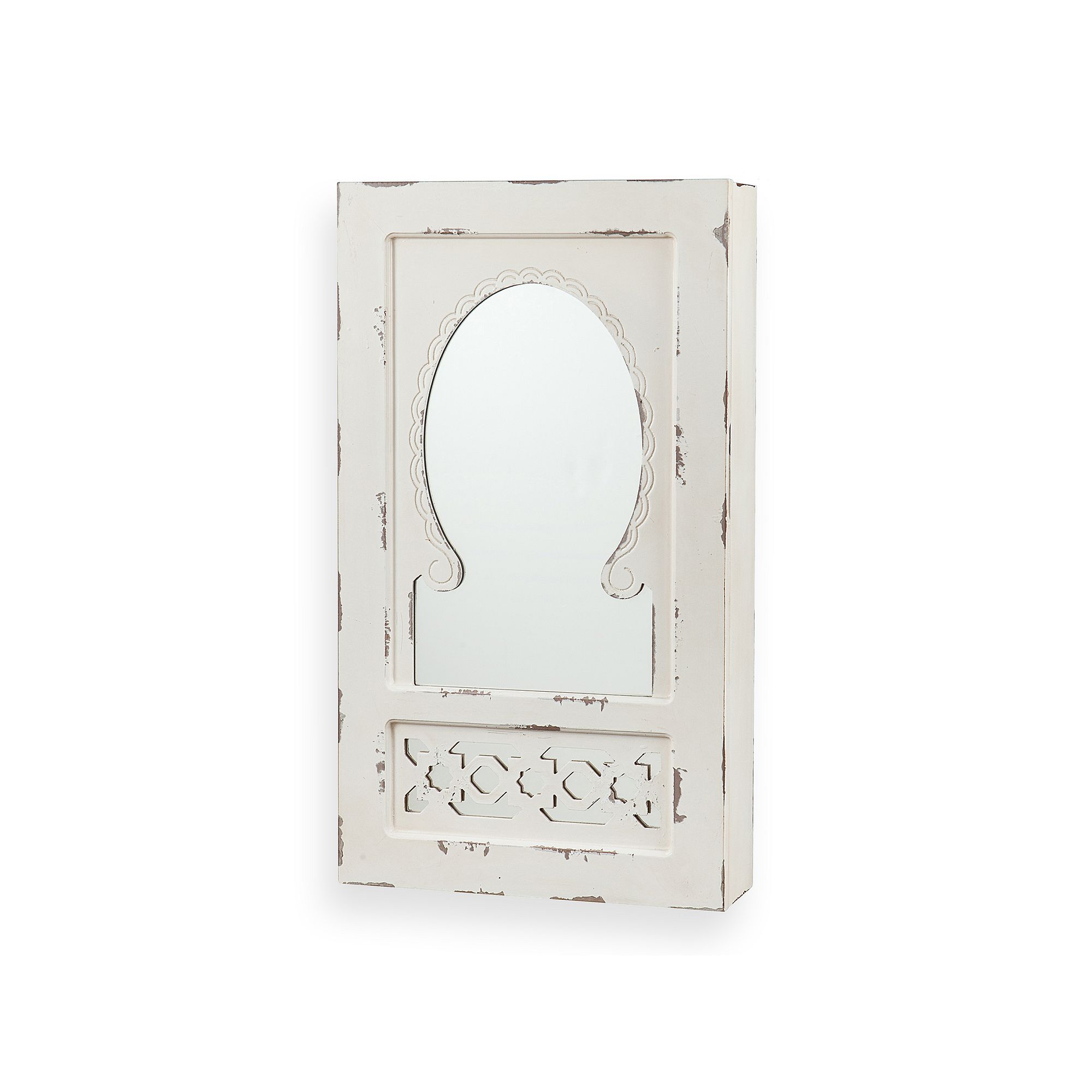 Southern Enterprises Ivana Mirrored Wall-Mount Jewelry Armoire, Womens, Wh