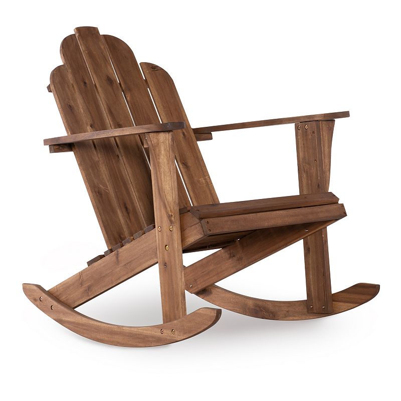 Linon Adirondack Rocking Chair, Brown, Furniture