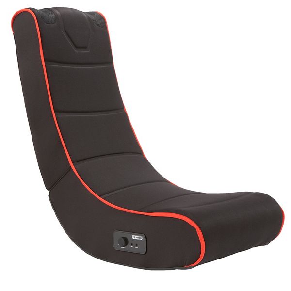 black series foldable gaming chair with onboard speakers