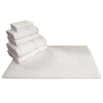 Linum Home Textiles Terry 7 pc Bath Towel & Greek Key Bath Mat Set