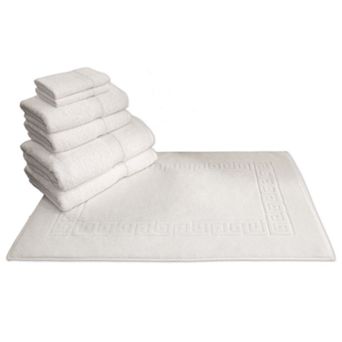 Linum Home Textiles Terry 7 pc Bath Towel & Greek Key Bath Mat Set