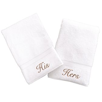 Linum Home Textiles Terry 2 pk ''His'' & ''Hers'' Hand Towels