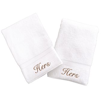Linum Home Textiles Terry 2 pk ''Hers'' & ''Hers'' Hand Towels