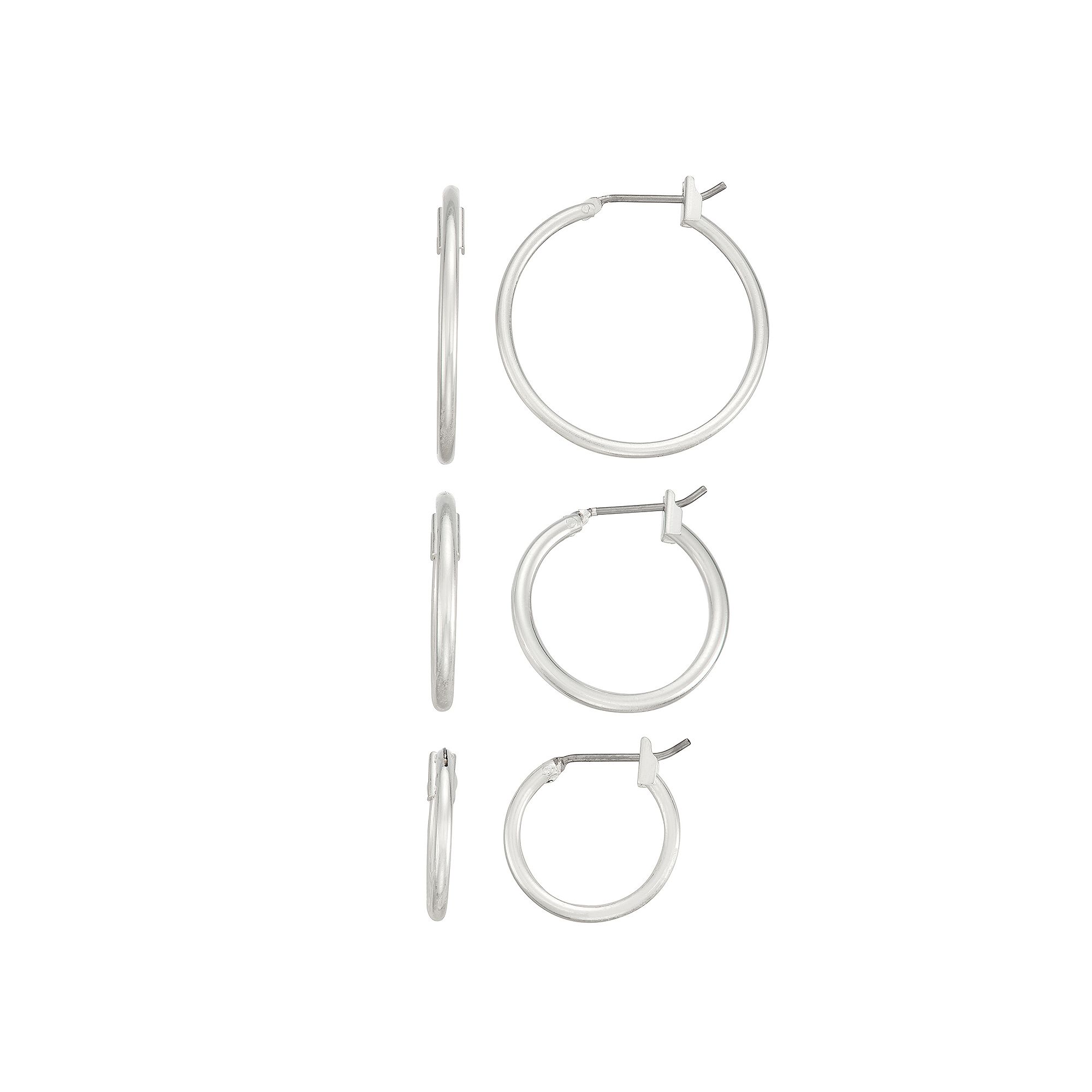 Napier Hoop Earring Set, Womens, Silver Tone