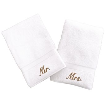 Linum Home Textiles Terry 2 pk ''Mr.'' & ''Mrs.'' Hand Towels