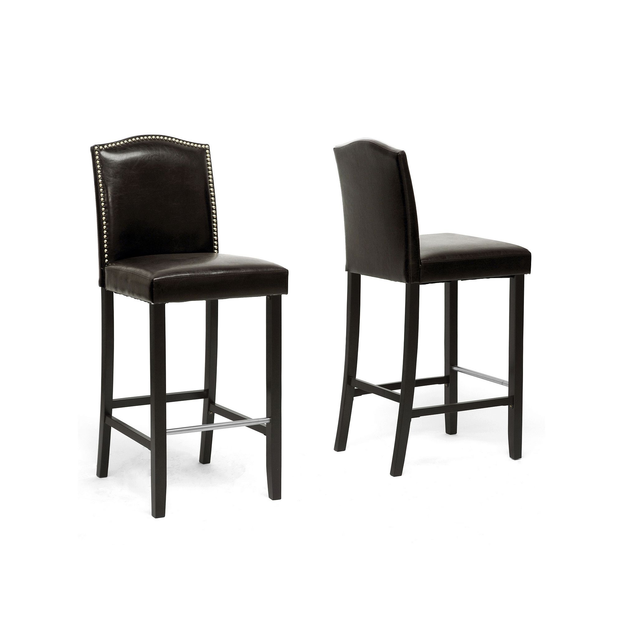 Baxton Studio 2-piece Libra Bar Stool Set, Dark Brown