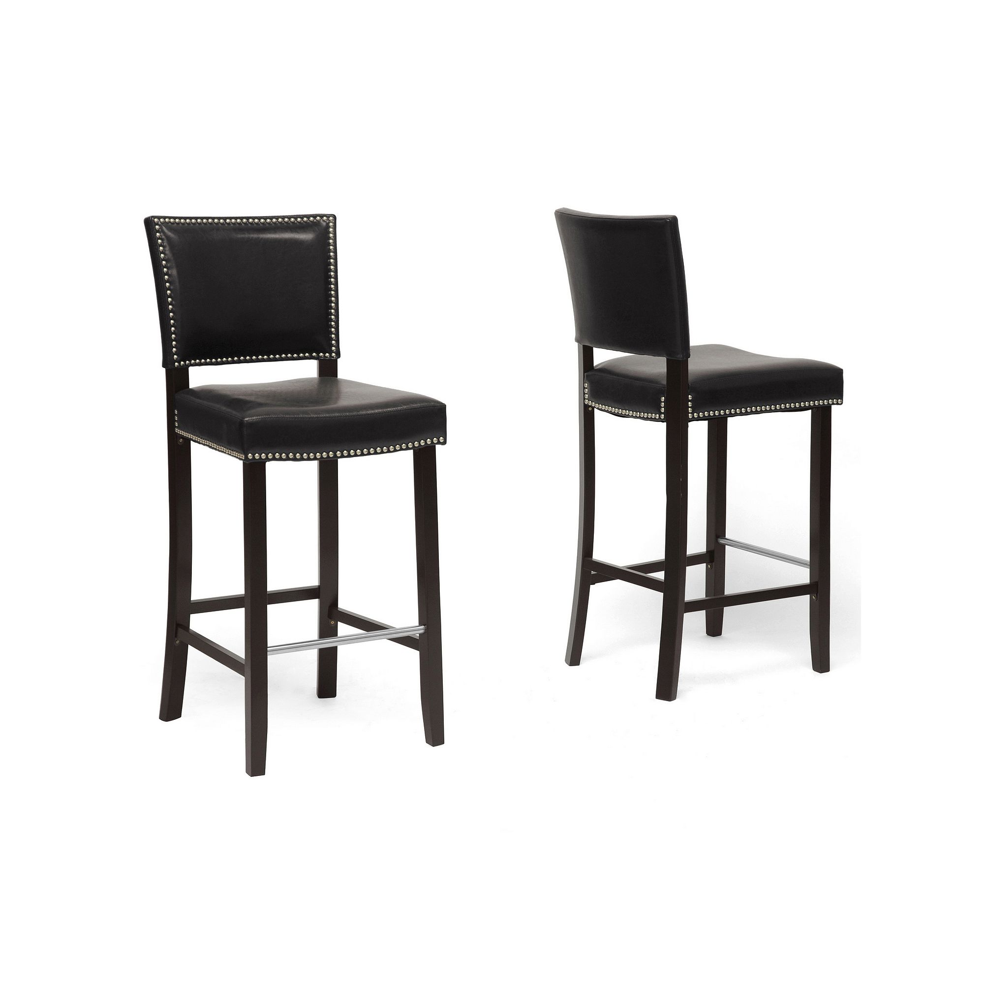 Baxton Studio 2-piece Aries Bar Stool Set, Black