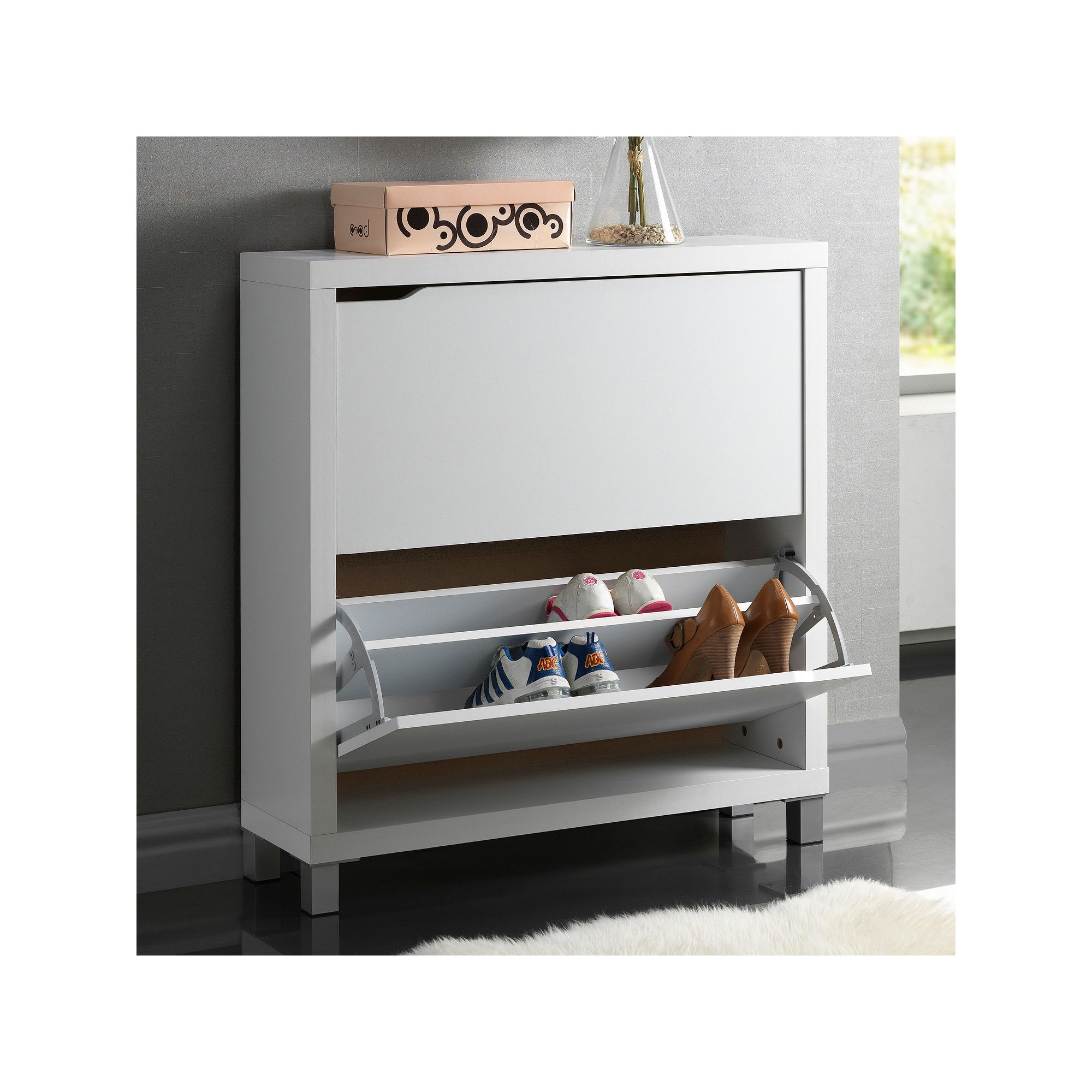 Baxton Studio Simms Shoe Cabinet, White