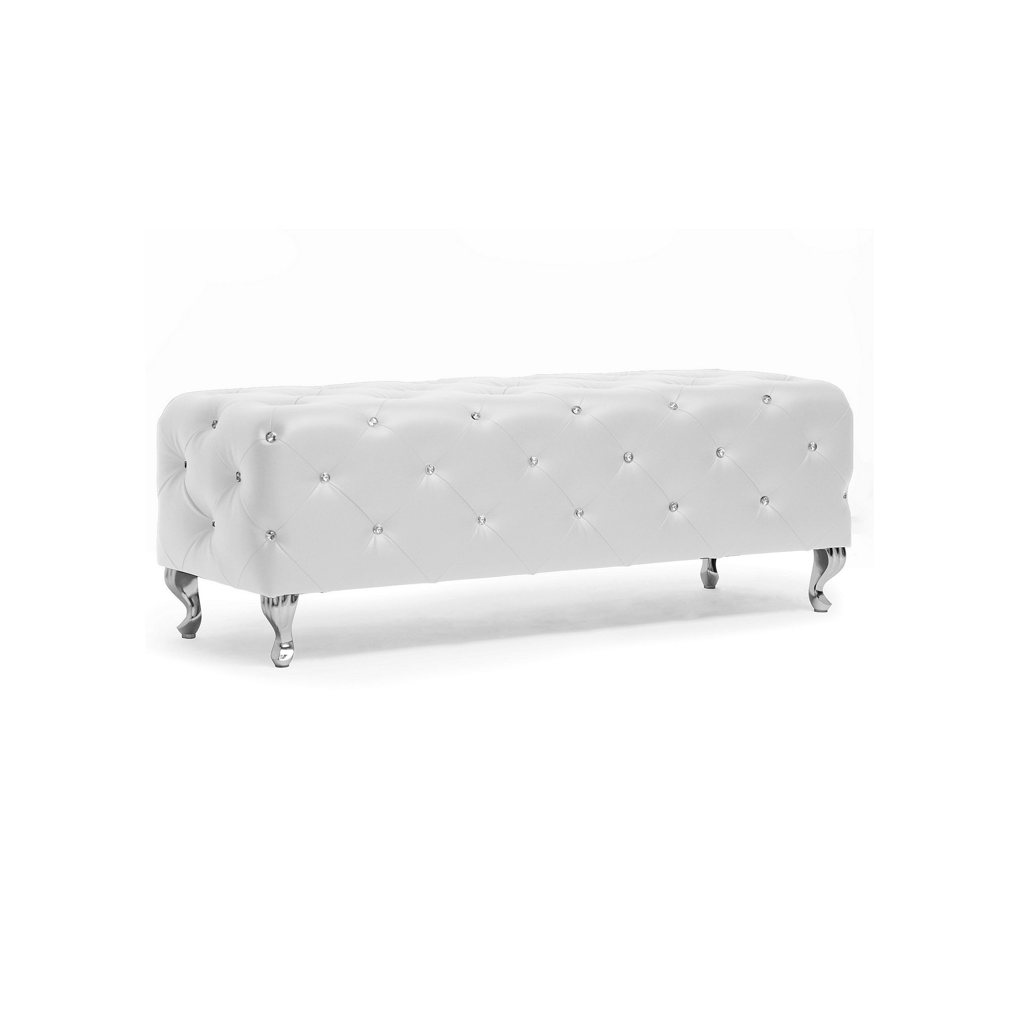 Baxton Studio Stella Crystal Tufted Bench, White