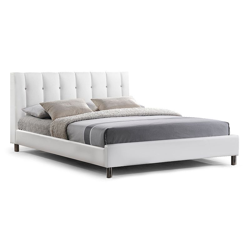 Baxton Studio Vino Modern Upholstered Bed - Full, White, Queen