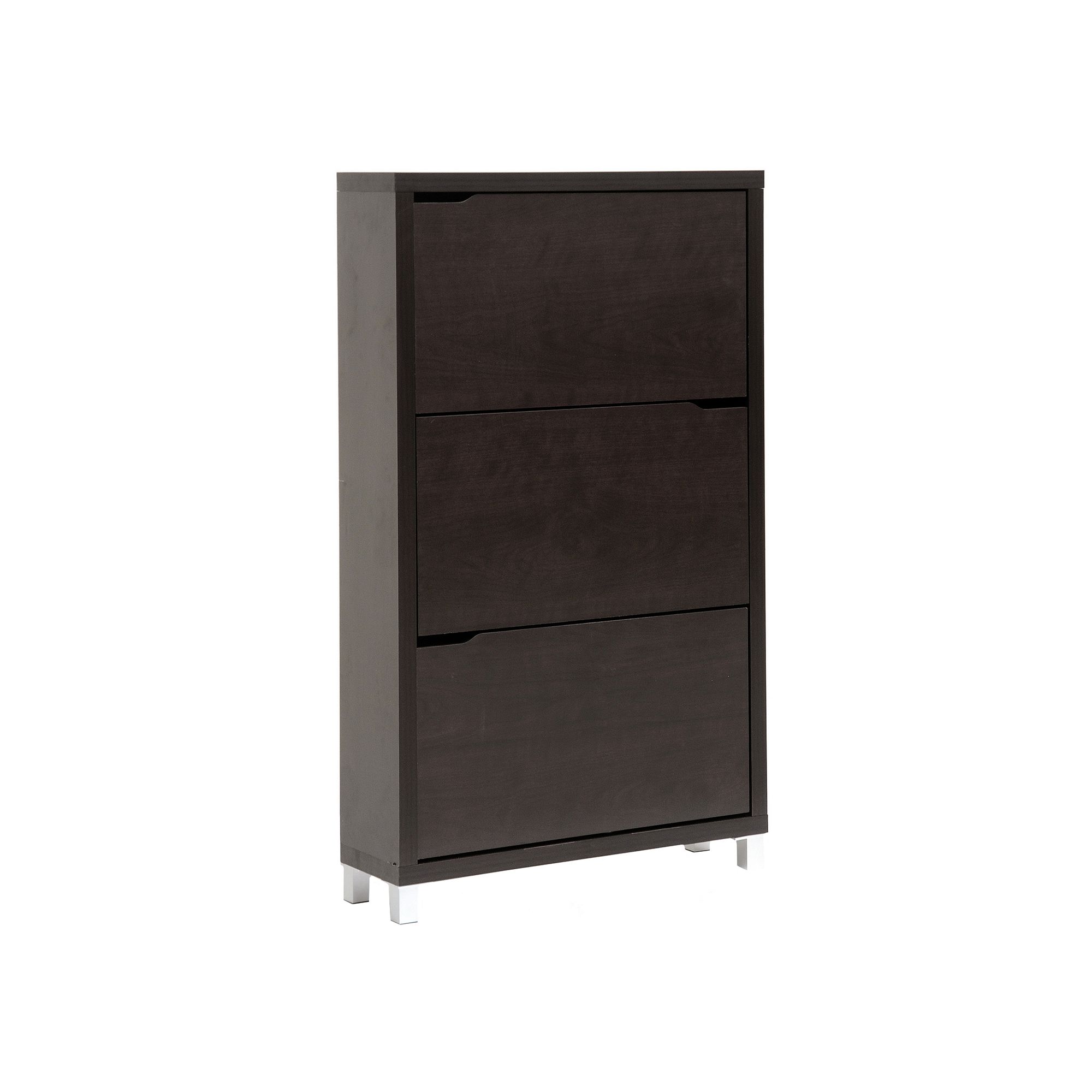 Baxton Studio Simms Modern Shoe Cabinet, Dark Brown