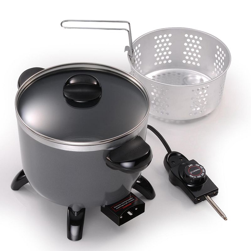 Presto 5-qt. Ceramic Multi-Cooker, Fryer & Steamer, Grey (Charcoal)