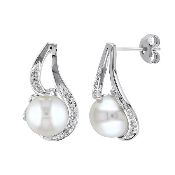 Stella Grace Freshwater Cultured Pearl and Diamond Accent Sterling ...