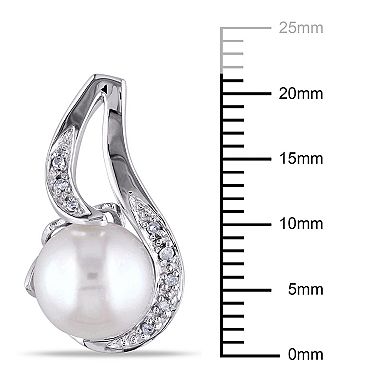 Stella Grace Freshwater Cultured Pearl and Diamond Accent Sterling Silver Drop Earrings