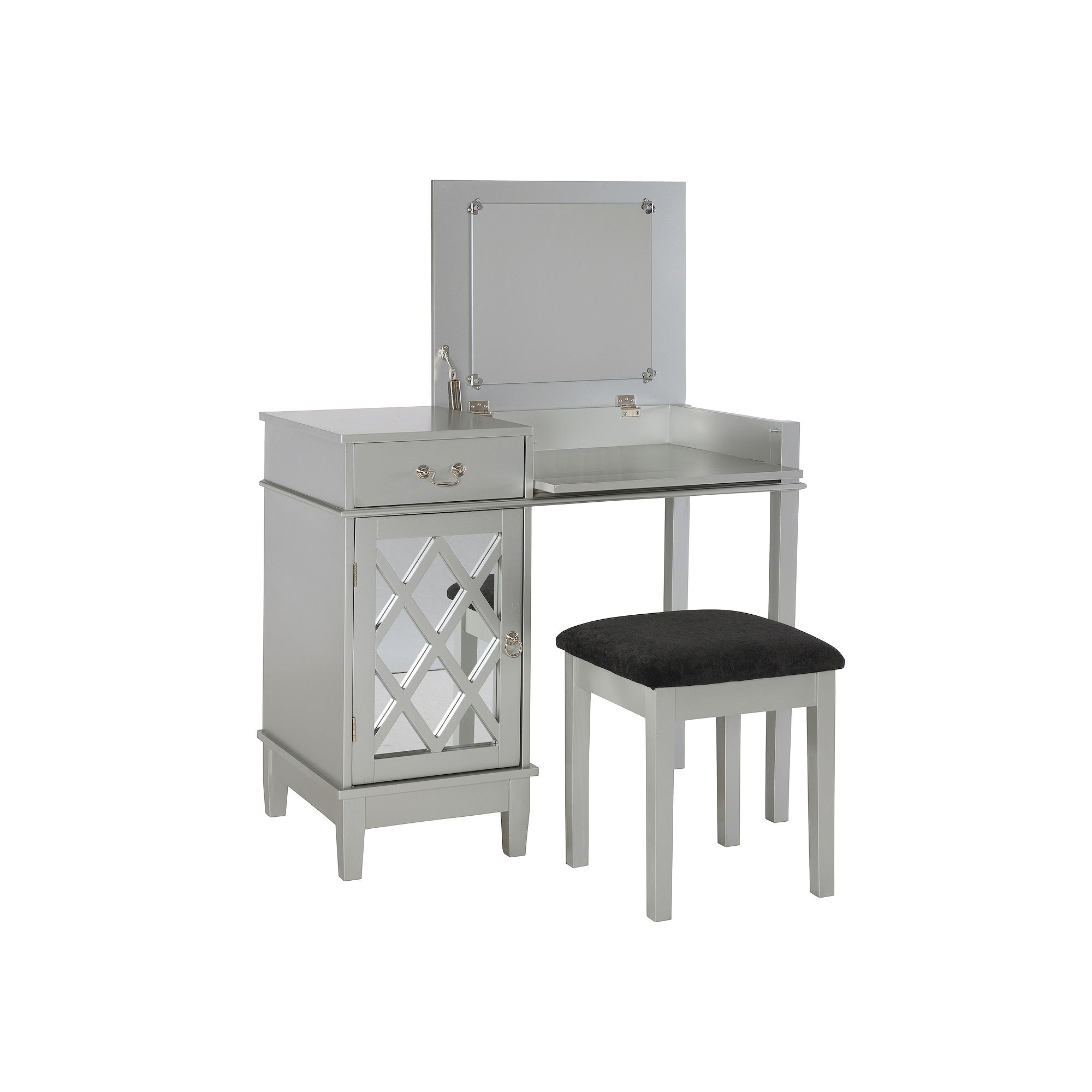 Linon Lattice 2-piece Vanity Set, Silver