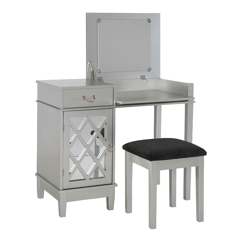 Linon Lattice 2-piece Vanity Set, Silver, Furniture